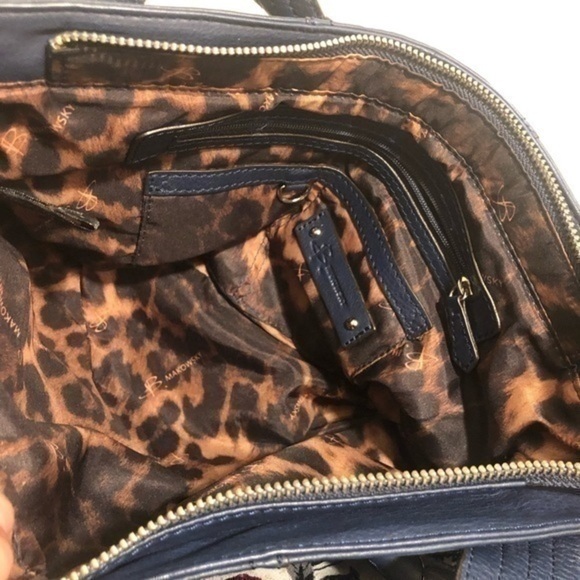 B makowsky blue leather zipper tote bag - Picture 11 of 11